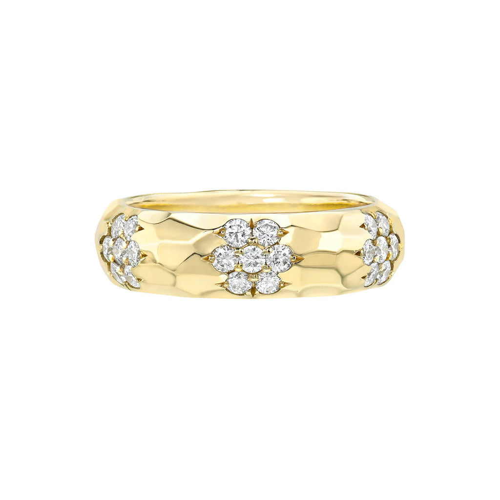 Sevenfold Diamond Hammered Ring