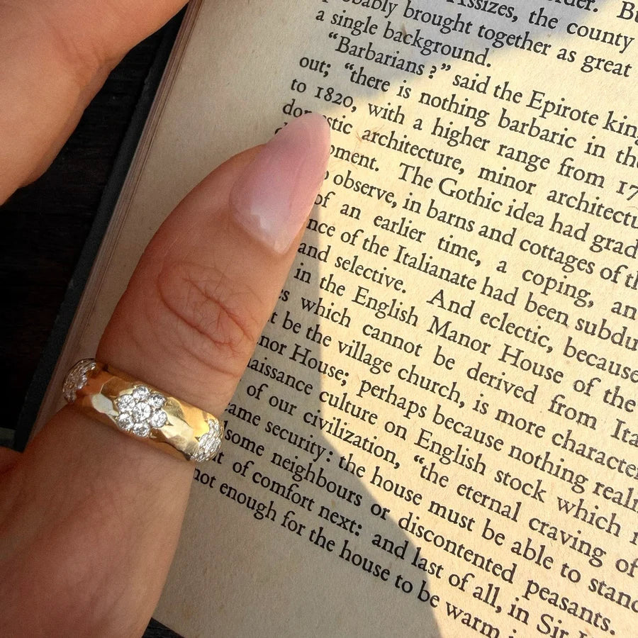 Sevenfold Diamond Hammered Ring