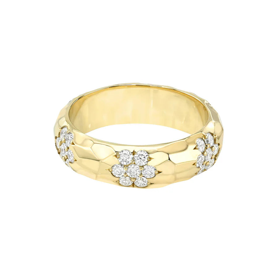 Sevenfold Diamond Hammered Ring